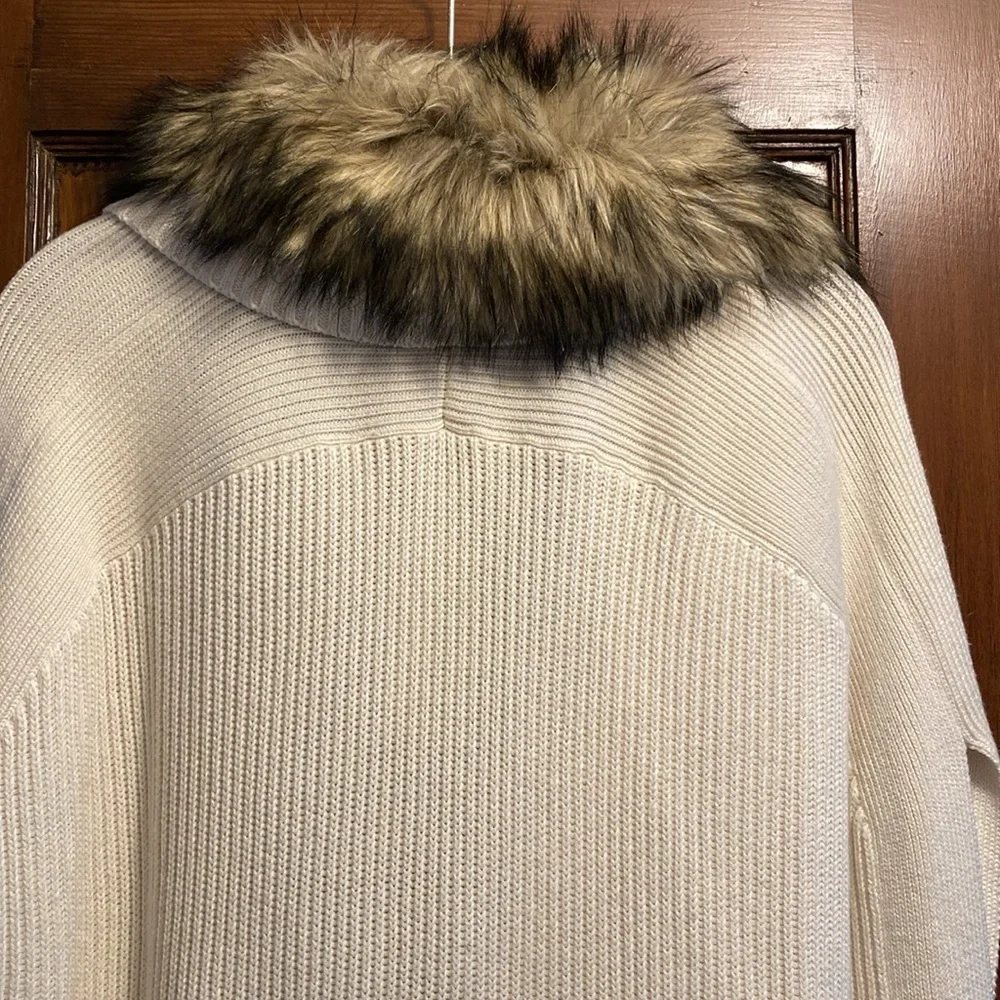 MICHAEL Michael Kors Faux-Fur Buckle/Zip Up Poncho
